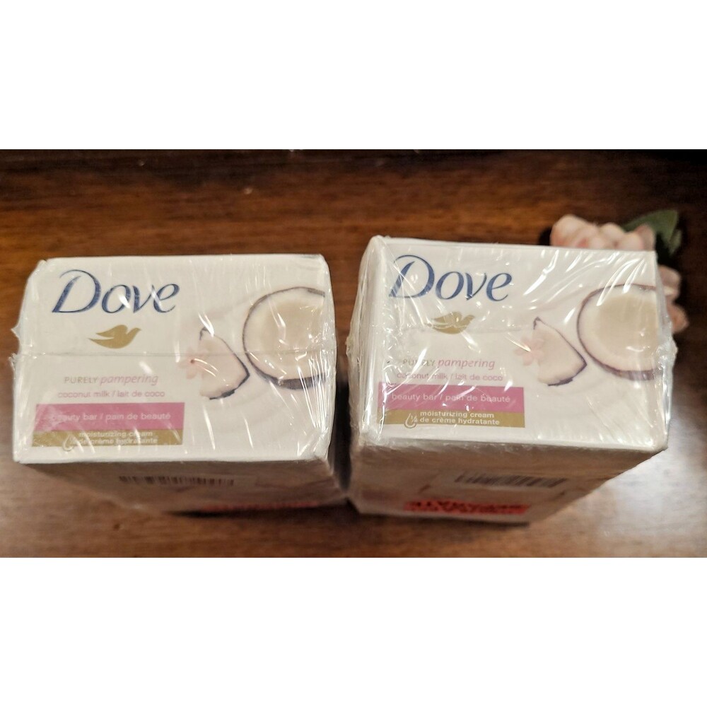 READ 8 Bars Dove Purely Pampering Coconut Milk & Jasmine Petals Bar Soap 4 oz Ea
